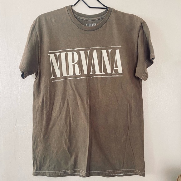 Nirvana Moss Green Graphic T Shirt 100% Cotton Unisex Short Sleeves Size Medium - Picture 7 of 7